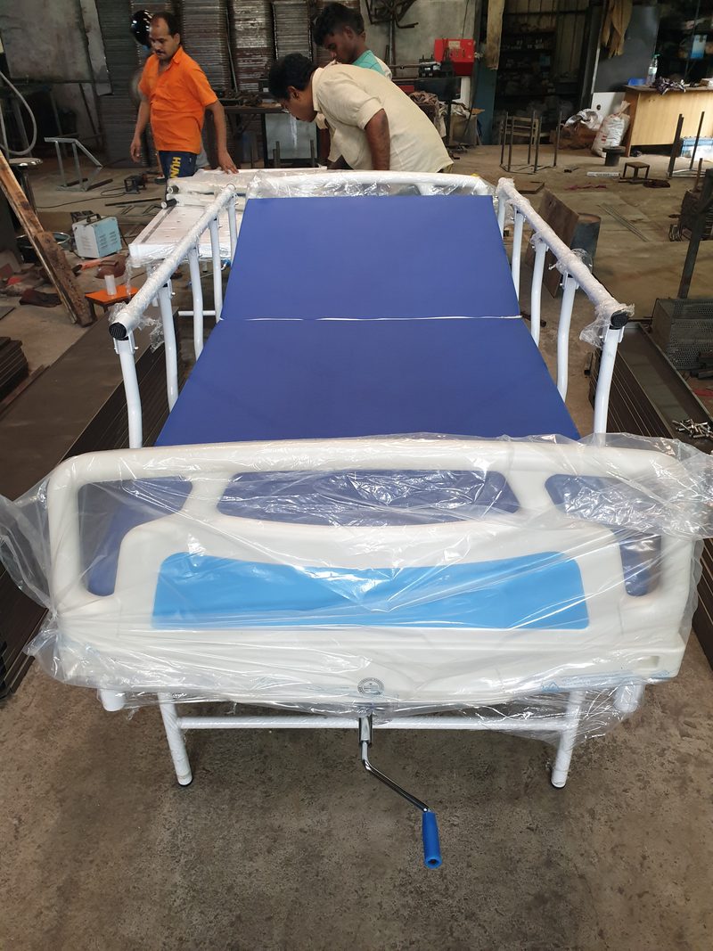 Hospital bed under assembly on the shop floor