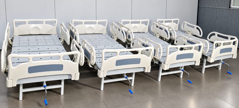 Hospital beds finished and lined up for despatch
