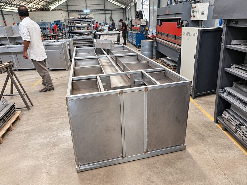 Steel bench carcass on the production floor