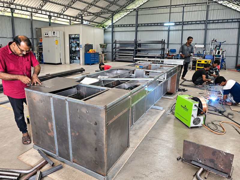 Welding a laboratory bench carcass